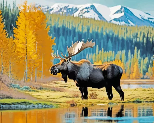 Moose among the trees Diamond Paintings Moose Among The Trees Diamond Painting