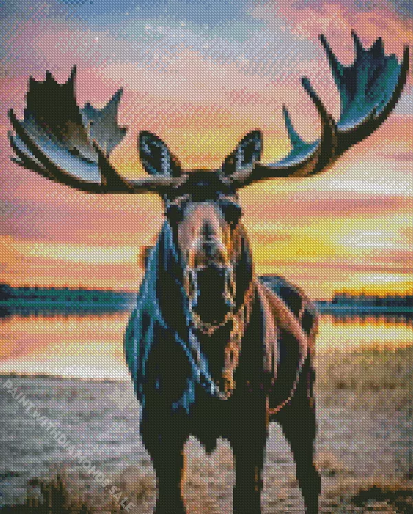Moose and sunset Diamond By Numbers Moose And Sunset Diamond Painting