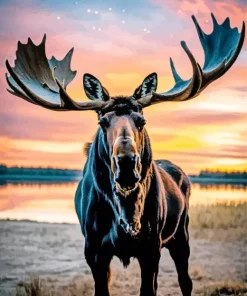 Moose And Sunset Diamond Painting