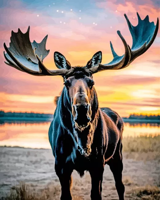 Moose and sunset Diamond Paintings Moose And Sunset Diamond Painting