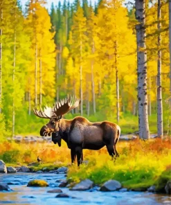 Moose In A Forest Diamond Painting
