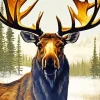 Moose In A Snowy Landscape Diamond Painting