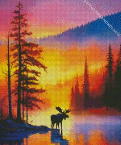 Moose Silhouette Diamond Painting
