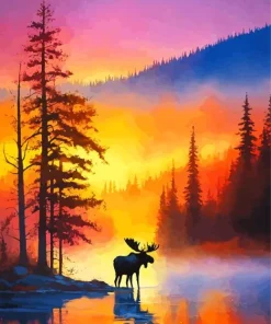 Moose Silhouette Diamond Painting
