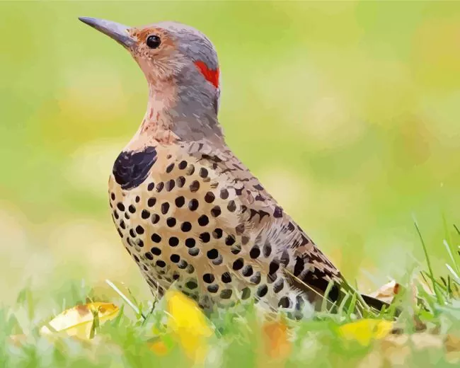 Northern flicker bird Diamond With Numbers Northern Flicker Bird Diamond Painting