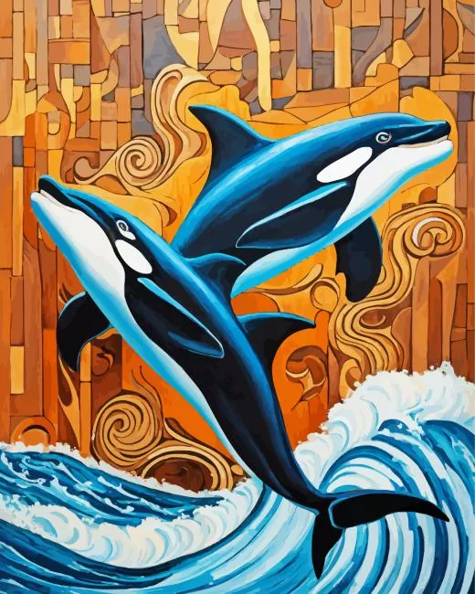 Orca whales Diamond With Numbers Orca Whales Diamond Painting
