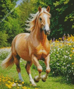 Palomino In Flower Field Diamond Painting