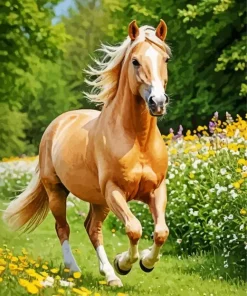 Palomino In Flower Field Diamond Painting