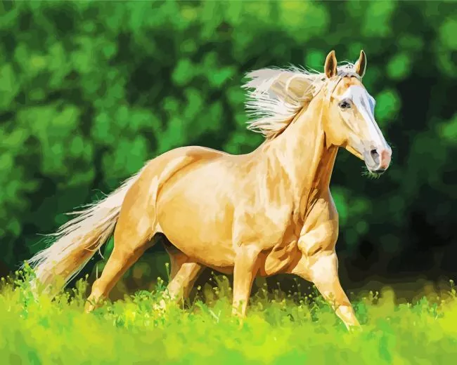 Palomino running in a field Diamond Paintings Palomino Running In A Field Diamond Painting