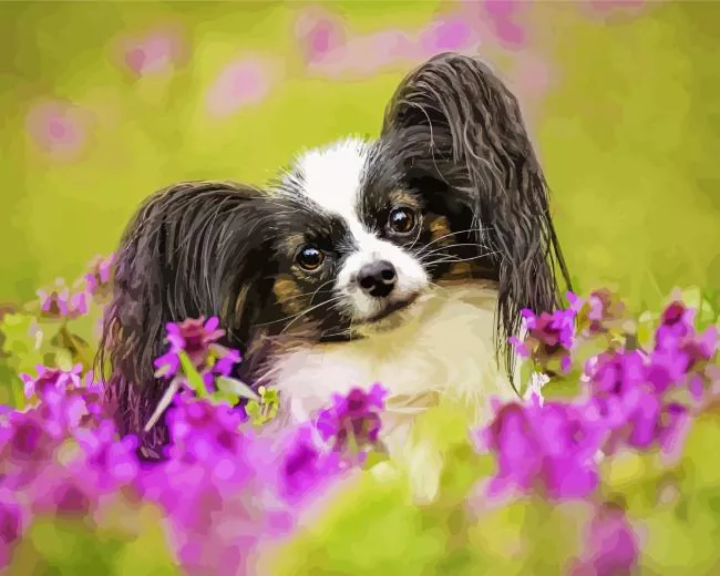 Papillon and purple flowers Diamond By Numbers Papillon And Purple Flowers Diamond Painting