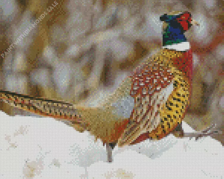 Pheasant in snow Diamond Paints Pheasant In Snow Diamond Painting