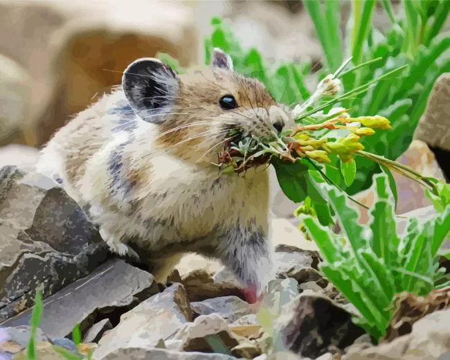Pika collecting food Diamond Paintings Pika Collecting Food Diamond Painting