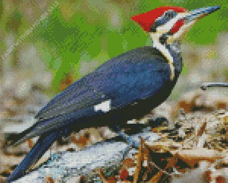 Pileated woodpecker Diamond By Numbers Pileated Woodpecker Diamond Painting