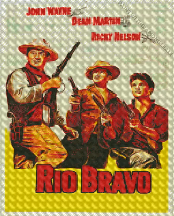 RIO BRAVO POSTER art Diamond With Numbers Rio Bravo Poster Art Diamond Painting