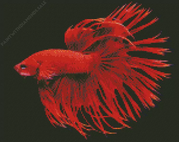 Red Crowntail Betta Diamond Paintings Red Crowntail Betta Diamond Painting