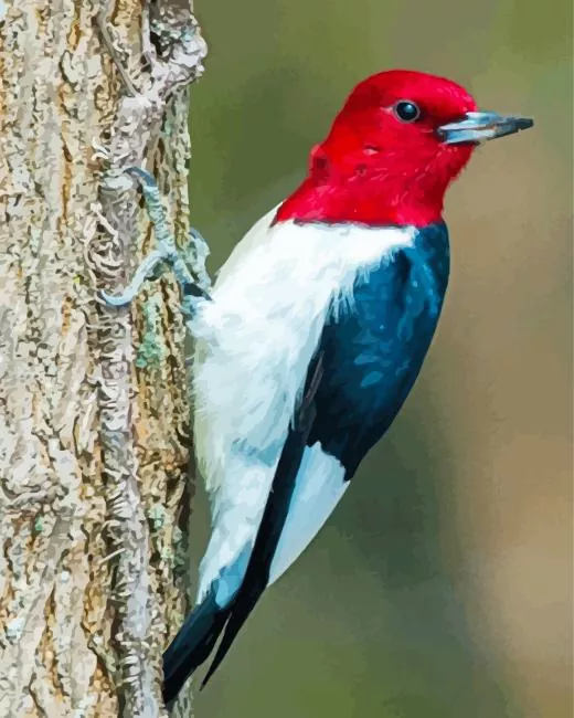Red headed woodpecker Diamond Paints Red Headed Woodpecker Diamond Painting