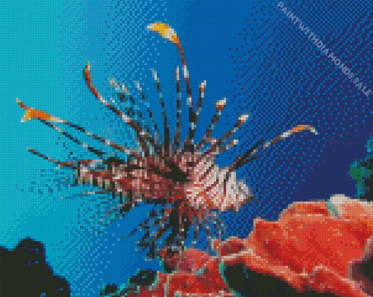 Red lionfish art Diamond Paintings Red Lionfish Art Diamond Painting