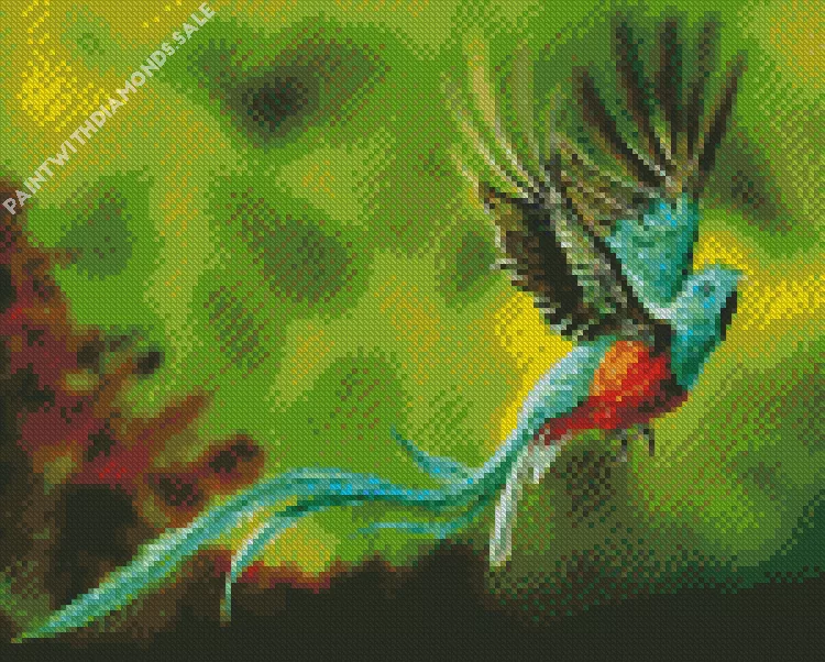 Resplendent Quetzal Bird flying Diamond Dotz Resplendent Quetzal Bird Flying Diamond Painting
