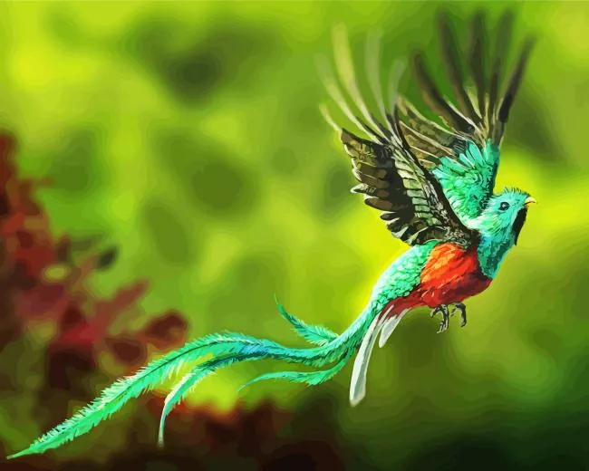 Resplendent Quetzal Bird flying Diamond Paintings Resplendent Quetzal Bird Flying Diamond Painting