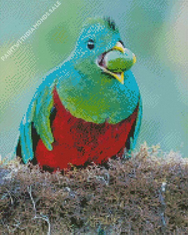 Resplendent Quetzal eating Diamond Dotz Resplendent Quetzal Eating Diamond Painting