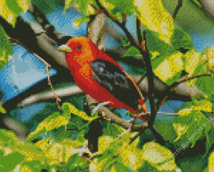 Scarlet Tanager on a tree Diamond Dotz Scarlet Tanager On A Tree Diamond Painting