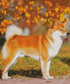 Shiba Inu And Autumn Leaves Diamond Painting