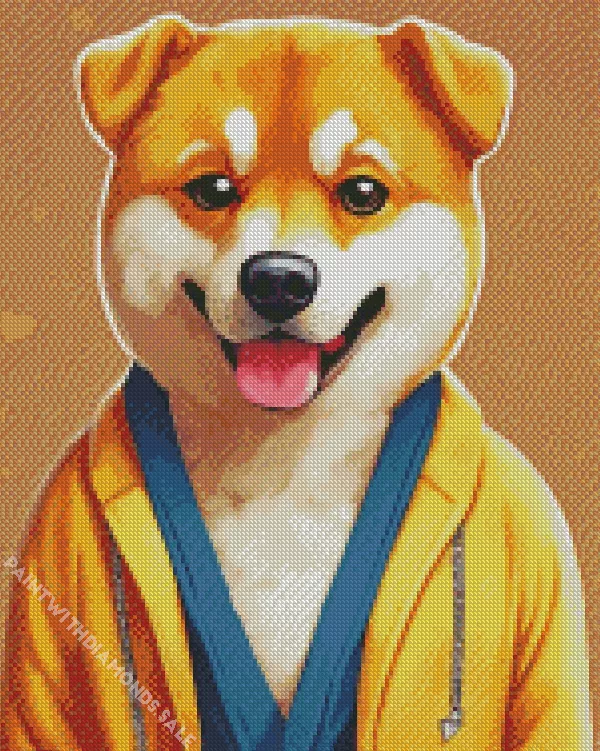 Shiba Inu in a yellow hoodie Diamond By Numbers Shiba Inu In A Yellow Hoodie Diamond Painting