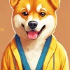 Shiba Inu In A Yellow Hoodie Diamond Painting