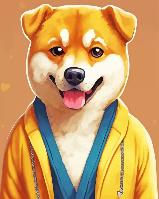 Shiba Inu in a yellow hoodie Diamond Paintings Shiba Inu In A Yellow Hoodie Diamond Painting