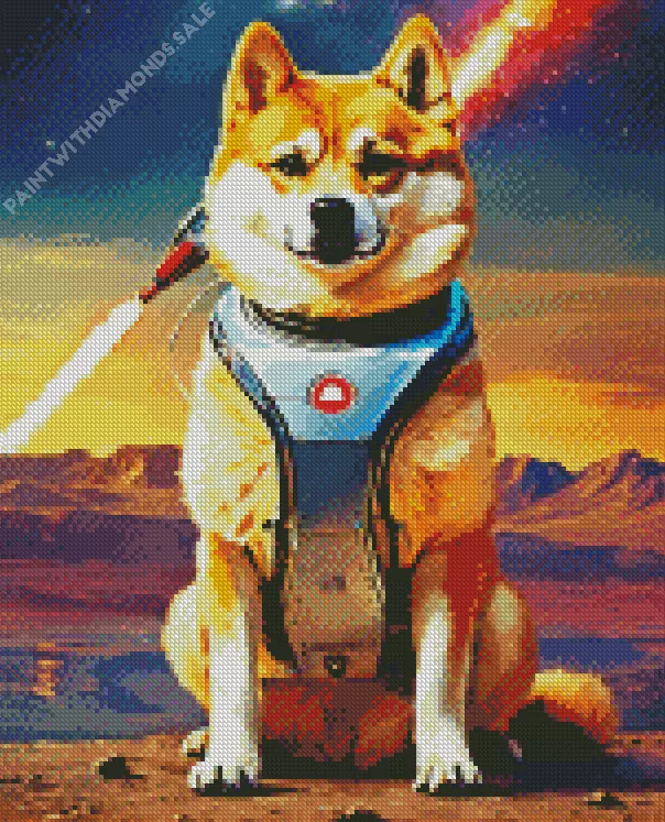 Shiba Inu in space Diamond By Numbers Shiba Inu In Space Diamond Painting