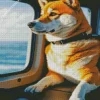 Shiba Inu On A Helicoptere Diamond Painting