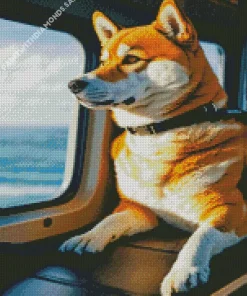 Shiba Inu On A Helicoptere Diamond Painting