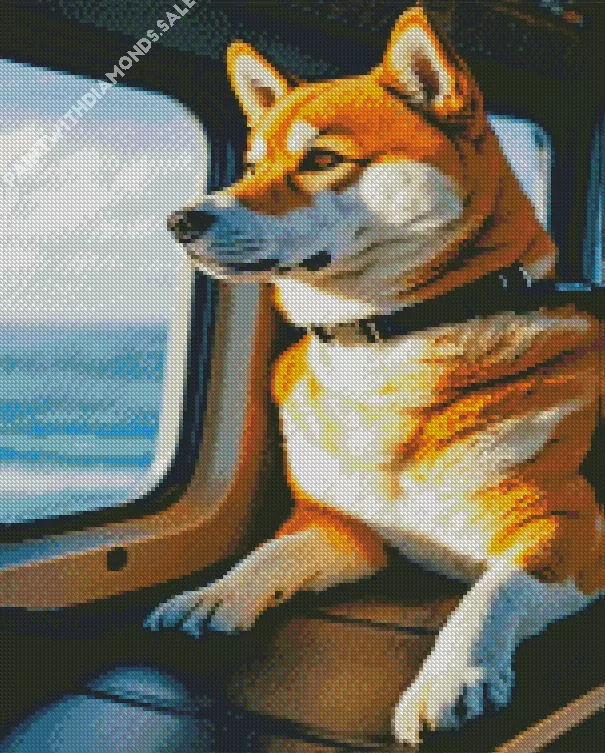 Shiba Inu on a helicoptere Diamond By Numbers Shiba Inu On A Helicoptere Diamond Painting