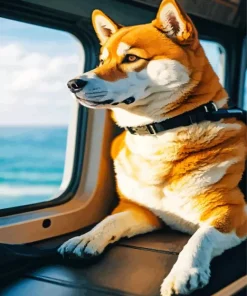 Shiba Inu On A Helicoptere Diamond Painting
