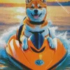 Shiba Inu On A Jet Ski Diamond Painting