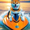 Shiba Inu On A Jet Ski Diamond Painting
