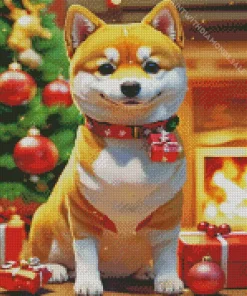 Shiba Inu With Christmas Gifts Diamond Painting