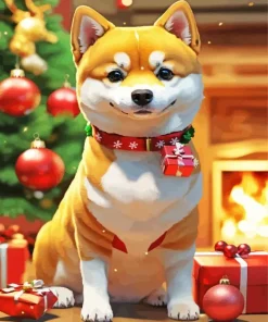 Shiba Inu With Christmas Gifts Diamond Painting