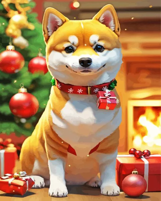 Shiba Inu with christmas gifts Diamond Paintings Shiba Inu With Christmas Gifts Diamond Painting