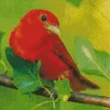 Summer Tanager On A Branch Diamond Painting
