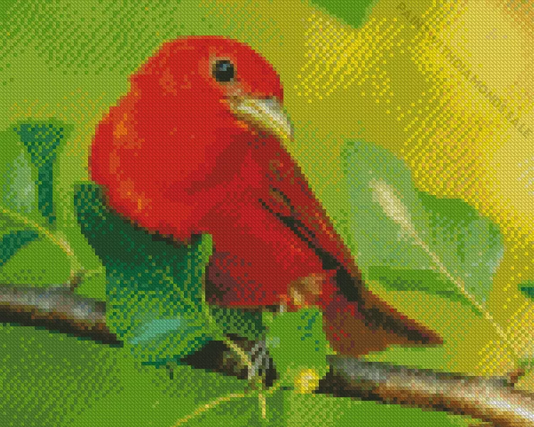Summer Tanager on a branch Diamond Dotz Summer Tanager On A Branch Diamond Painting