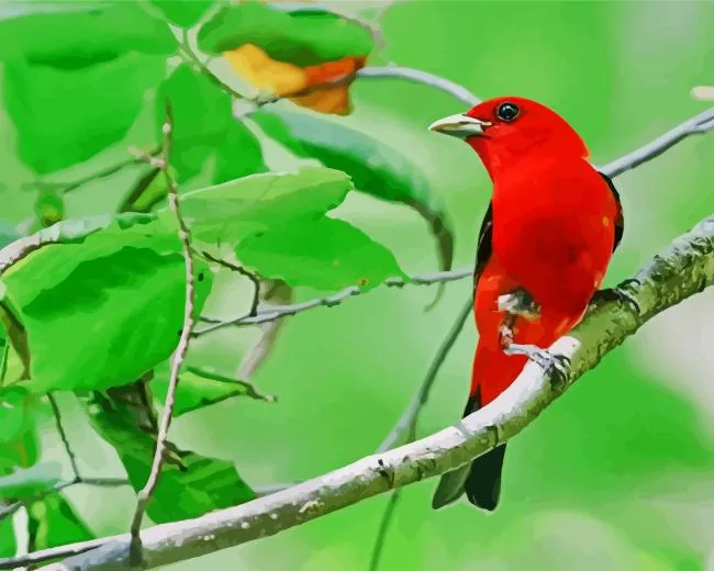 Summer Tanager on a stick Diamond Paintings Summer Tanager On A Stick Diamond Painting