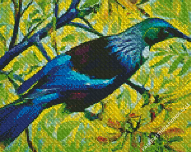 Tui bird art Diamond By Numbers Tui Bird Art Diamond Painting