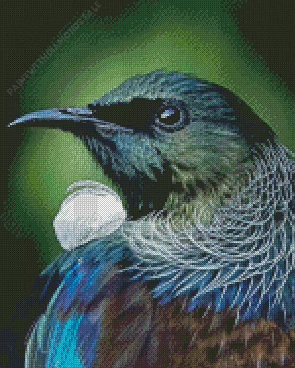 Tui bird head Diamond By Numbers Tui Bird Head Diamond Painting