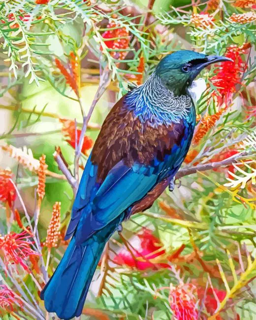Tui bird on tree branches Diamond Paints Tui Bird On Tree Branches Diamond Painting