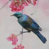 Tui Bird With Pink Flowers Diamond Painting