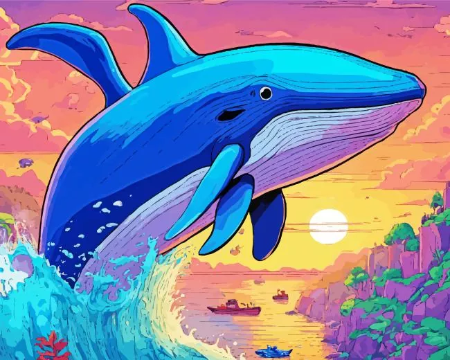 Whale Diamond With Numbers Whale Diamond Painting
