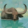 Wild Water Buffalo In Water Reflection Diamond Painting