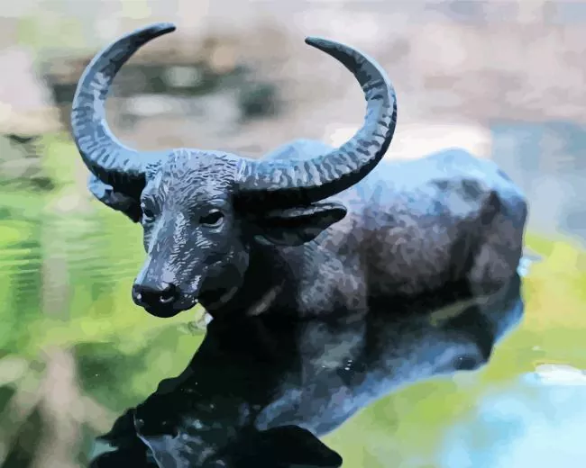Wild water buffalo reflection Diamond Paintings Wild Water Buffalo Reflection Diamond Painting