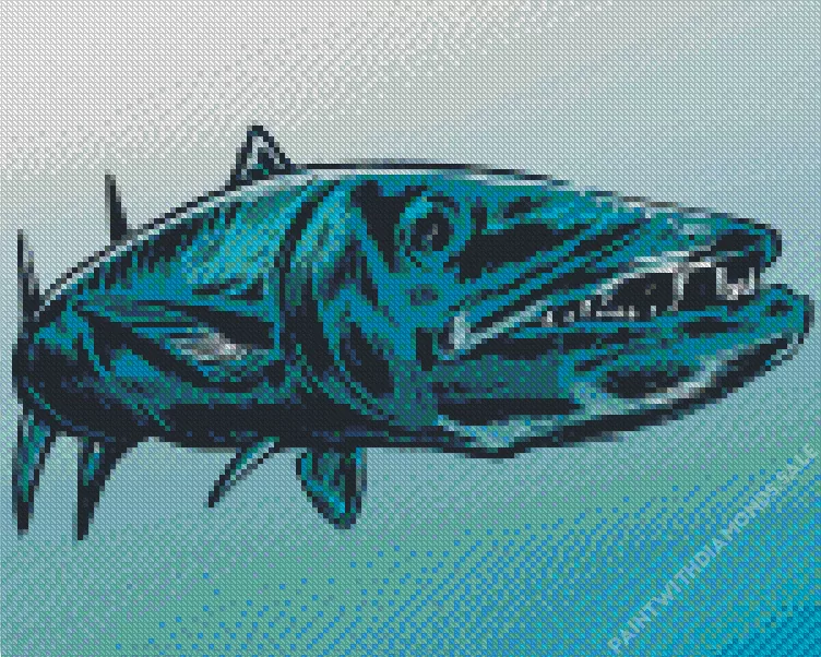 abstract Barracuda Fish Diamond With Numbers Abstract Barracuda Fish Diamond Painting